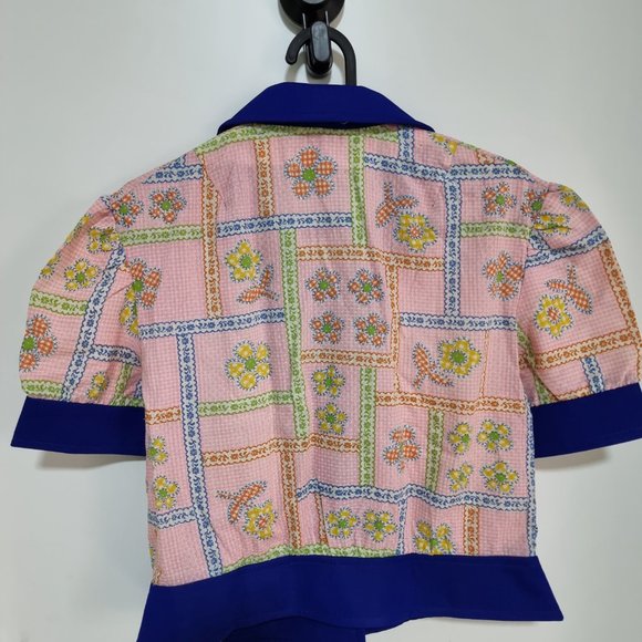 VINTAGE 70'S DEADSTOCK polyester crop top - Picture 2 of 7